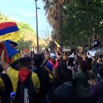 Colombianidad protesta en el Gato de Botero, Barcelona.